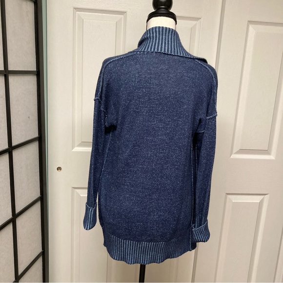 NWOT Poof! Open Cardi dropped shoulder Oversized collar Color:Blue Denim; Size M - Picture 5 of 11